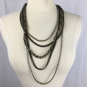 Madewell Layered Multi Chain Rhinestone Necklace